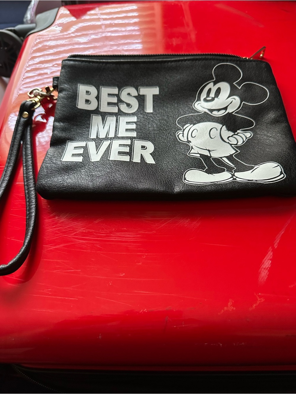 Black 'Best Me Ever' Wristlet with Cartoon Character